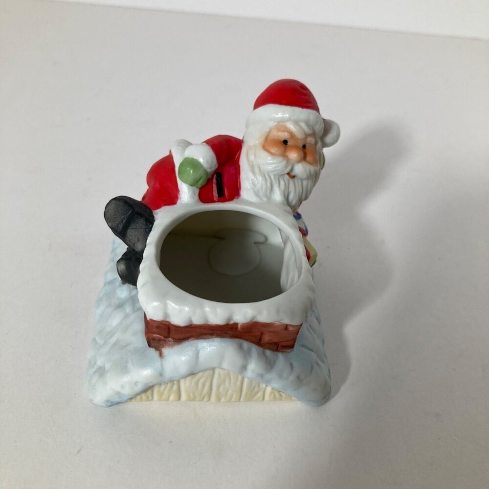 Vintage 1989 Santa Claus Chimney Candle Holder‎ Tea Light 4"